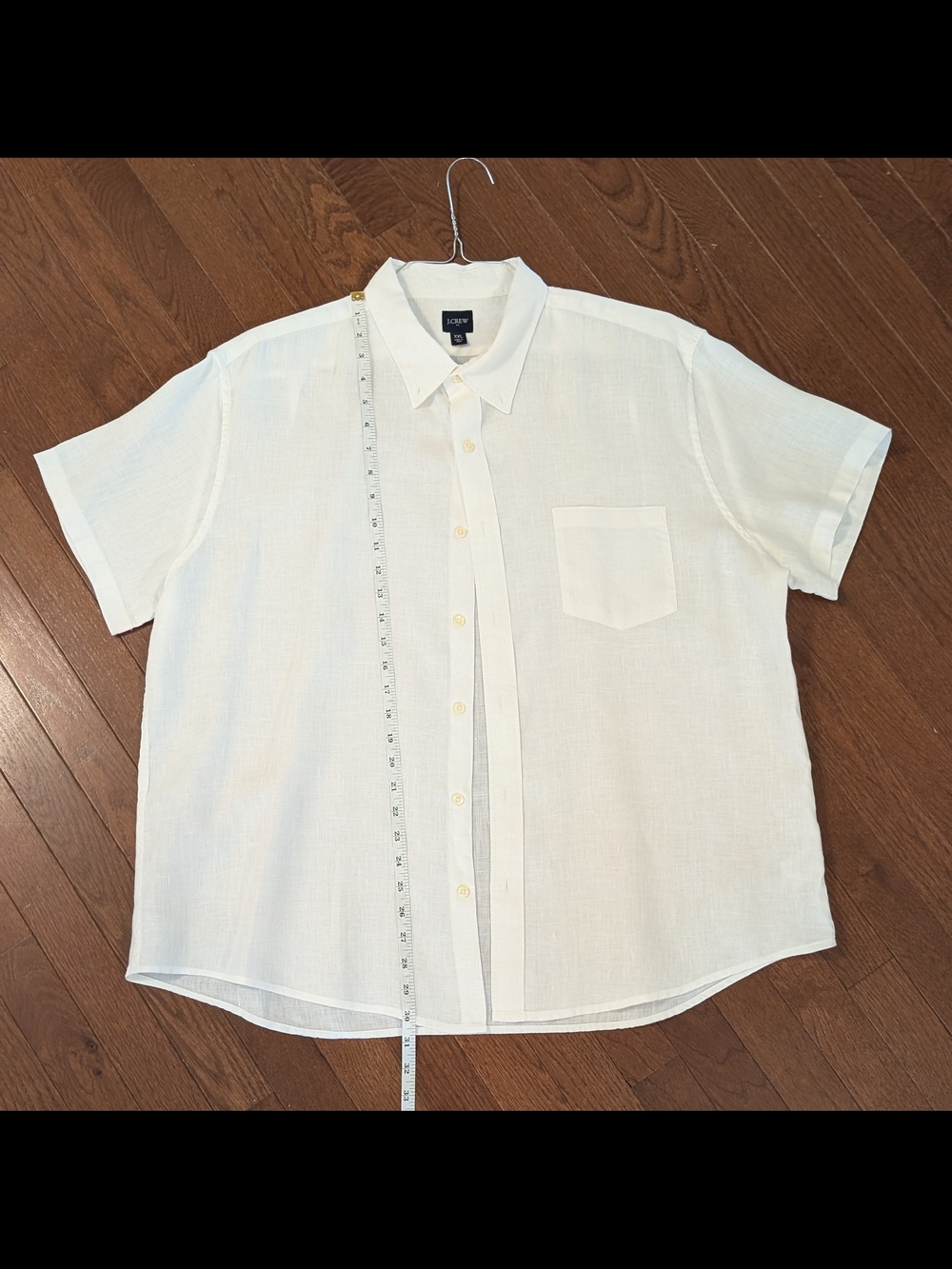 J. Crew: White Linen Blend Short-Sleeve Button-Down Shirt - XXL